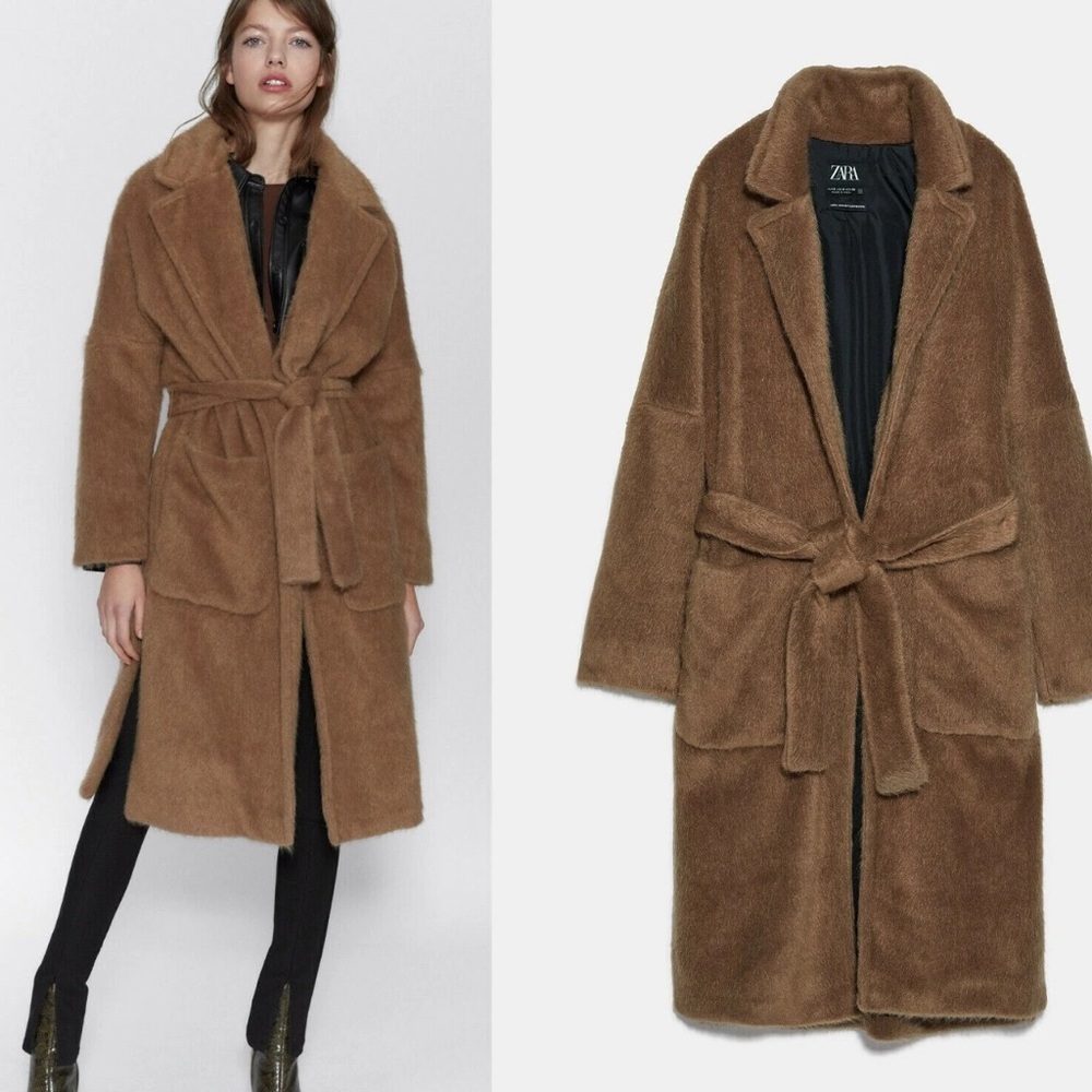 ZARA WOOL‎ BLEND OVERSIZED MOHAIR FUR BLOGGERS FAVORITE COAT-M